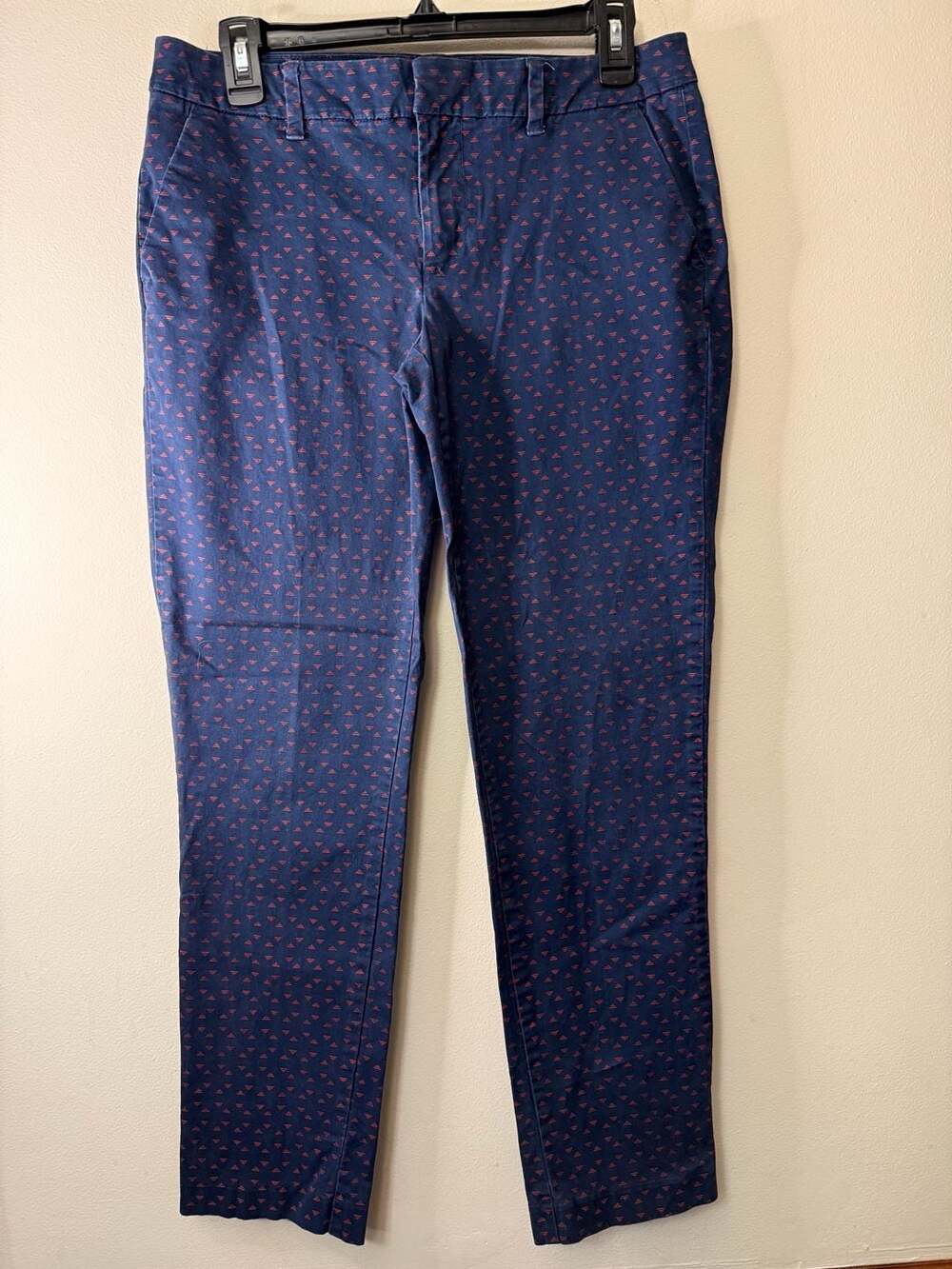Tommy Hilfiger Ankle Pants Size 6 Blue Red Triangle Print